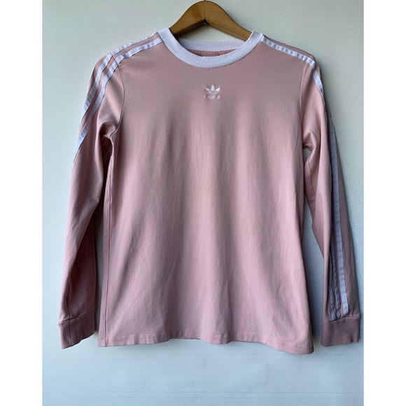 Small, Adidas, Essentials blush beige 3 stripe long sleeve - Picture 3 of 14